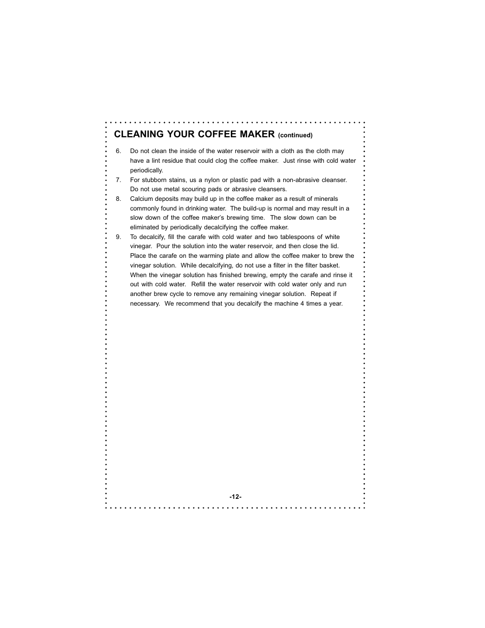 Cleaning your coffee maker | DeLonghi DC54TC Series User Manual | Page 12 / 50