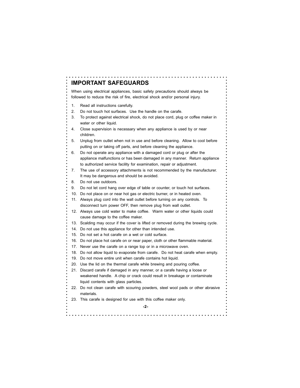 Important safeguards | DeLonghi DC54TC Series User Manual | Page 2 / 50