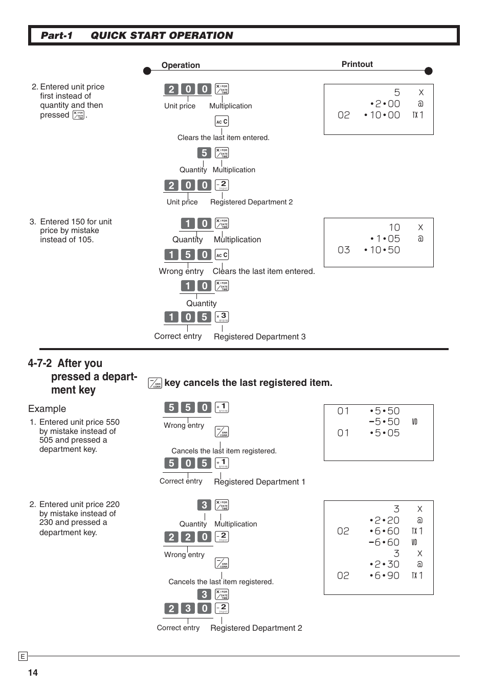 7-2 after you pressed a depart- ment key | Casio PCR-272 Manual User Manual | Page 14 / 46