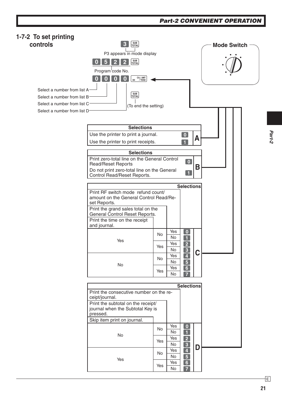 7-2 to set printing controls | Casio PCR-272 Manual User Manual | Page 21 / 46