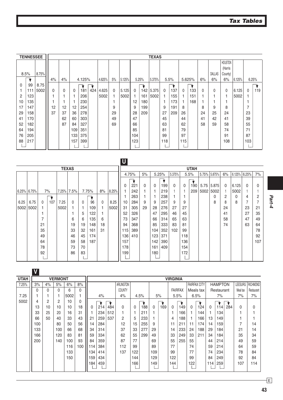 Tax tables | Casio PCR-272 Manual User Manual | Page 43 / 46