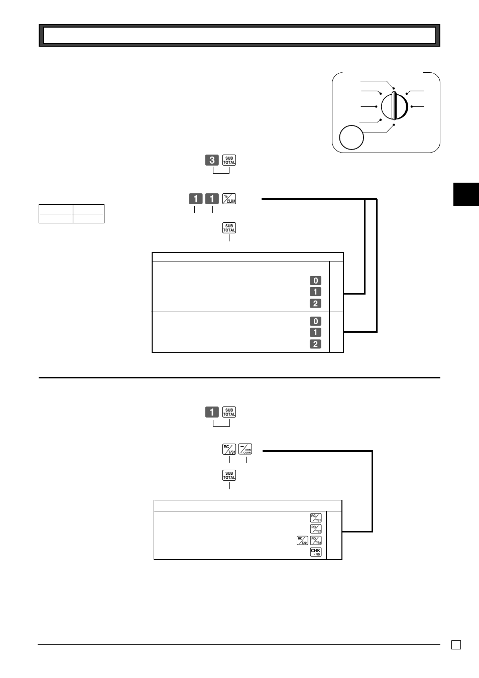 A1-6 taxable status for minus key, Ck zz : k z k cg k, Pgm 1-5-2 status for percent key | Casio PCR-T265 User Manual | Page 19 / 40