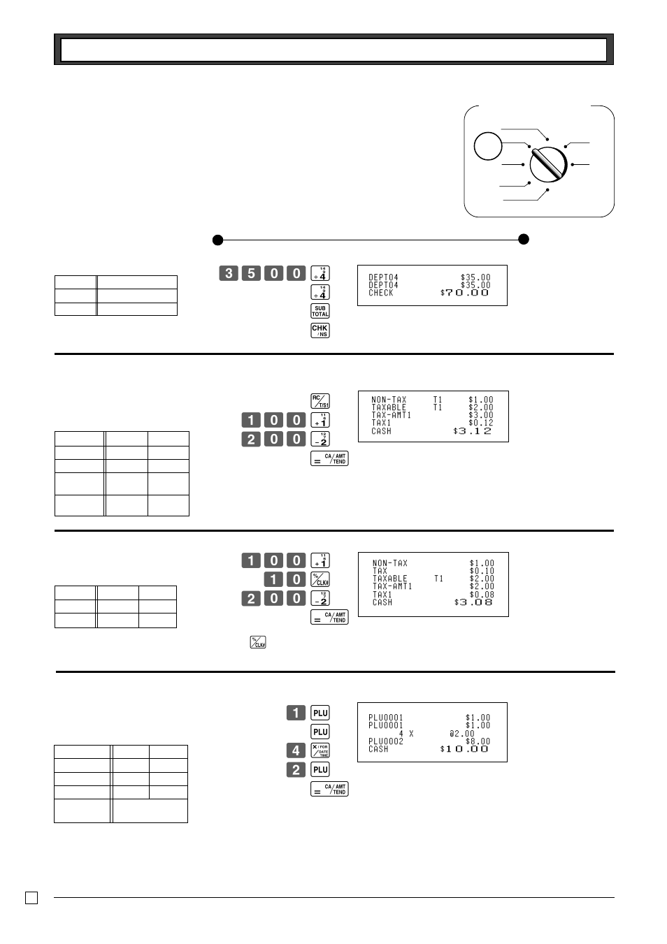 3 check sales, 4 change the tax status, 5 manual tax | 6 plu operation | Casio PCR-T265 User Manual | Page 30 / 40
