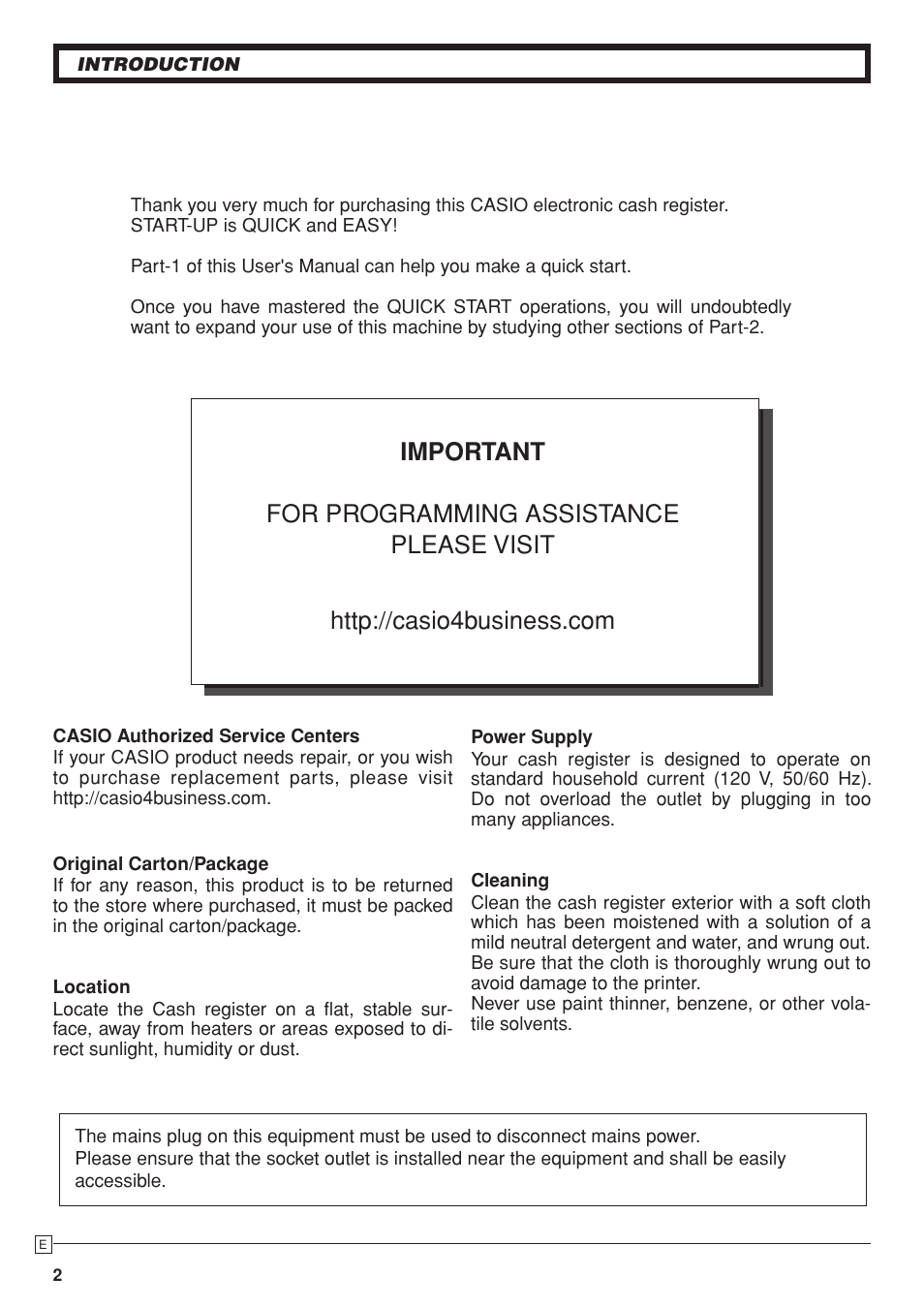 Casio PCR-T280 User Manual | Page 2 / 46