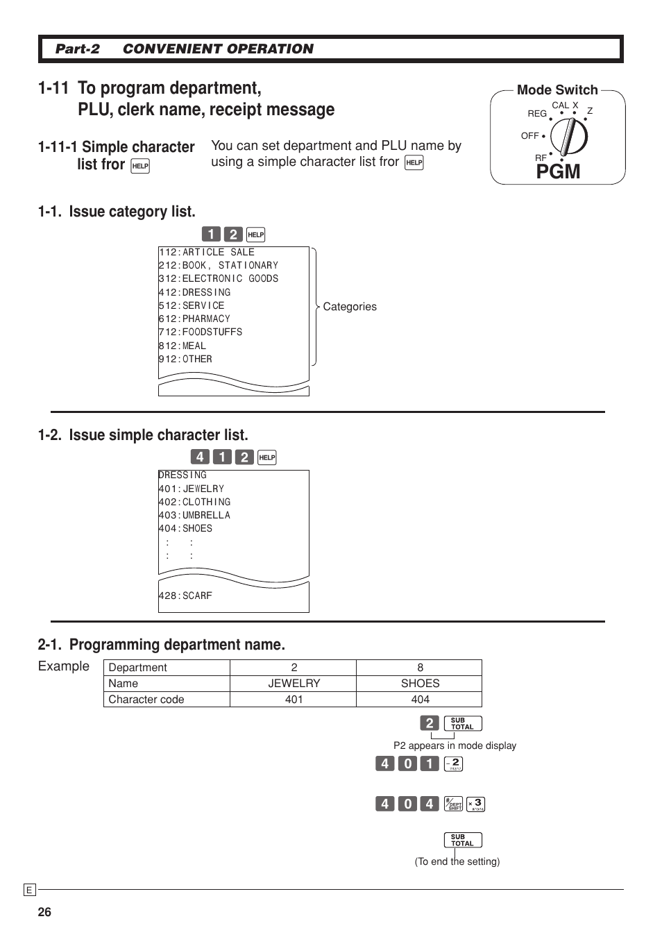 11-1 simple character list fror | Casio PCR-T280 User Manual | Page 26 / 46