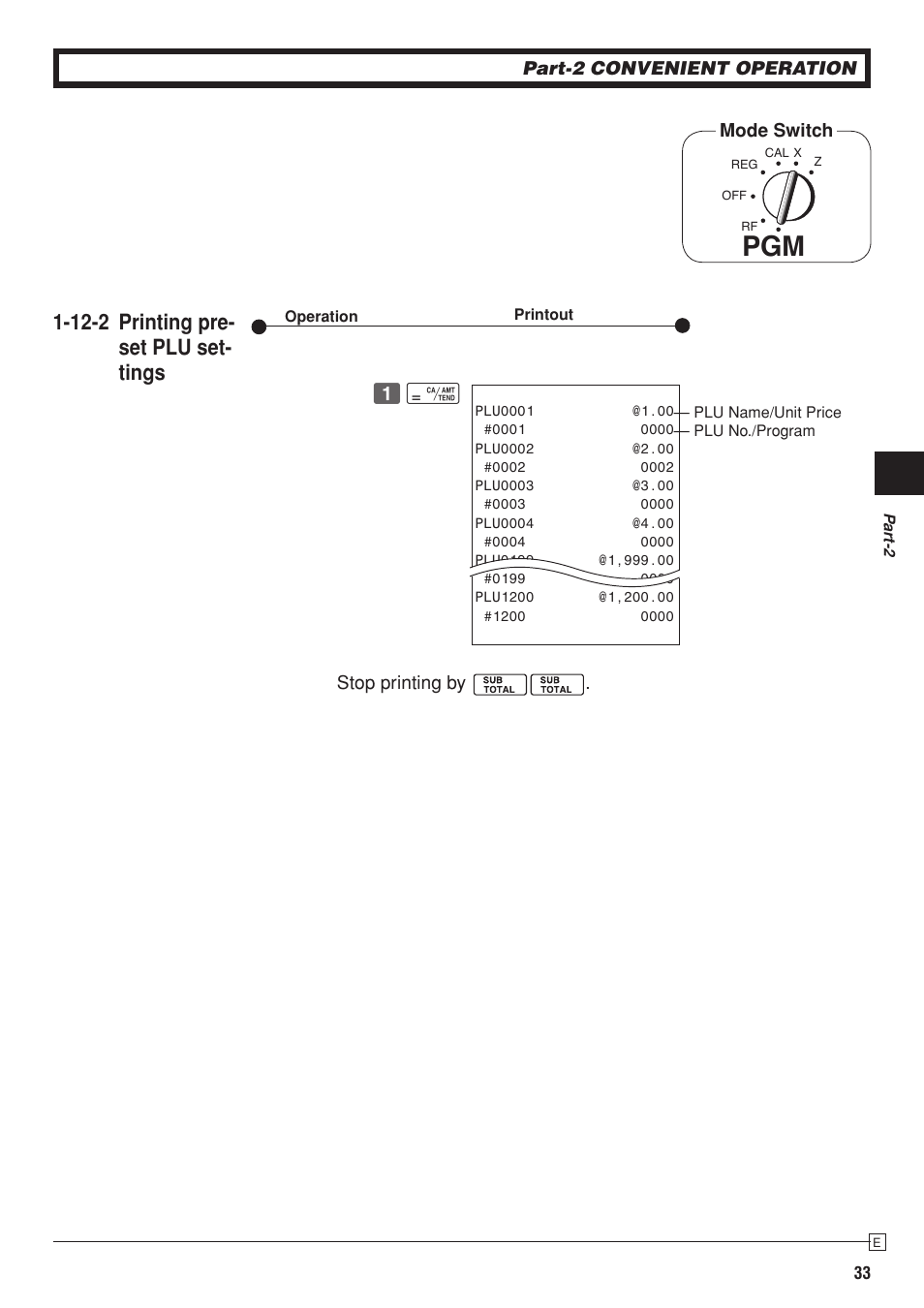 12-2 printing pre- set plu set- tings | Casio PCR-T280 User Manual | Page 33 / 46