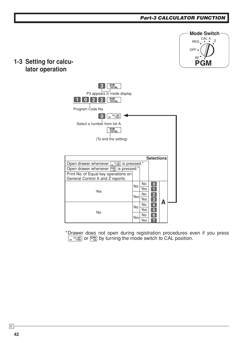 3 setting for calcu- lator operation | Casio PCR-T280 User Manual | Page 42 / 46