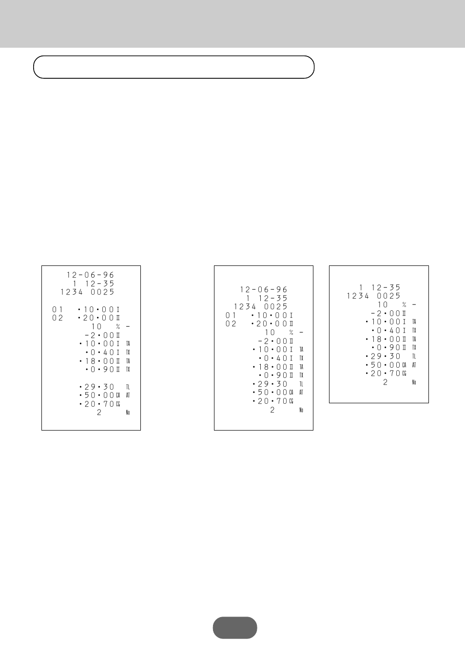 How to read the printouts, Basic operations and setups, Receipt sample | Casio PCR-360 User Manual | Page 28 / 88