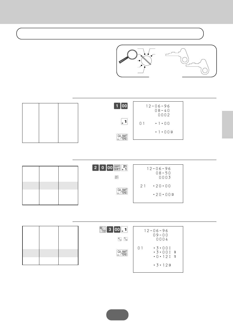 Preparing and using department keys, º– d⁄ c, Basic operations and setups | Registering department keys | Casio PCR-360 User Manual | Page 31 / 88