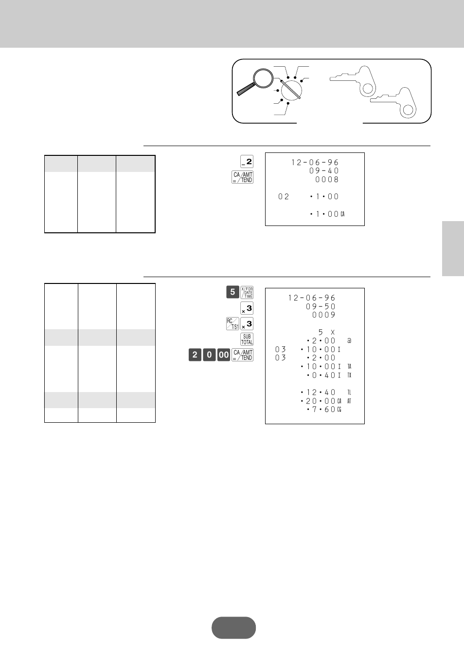 X $ ‰$ s ™º– c, Basic operations and setups, Registering department keys by programming data | Casio PCR-360 User Manual | Page 35 / 88