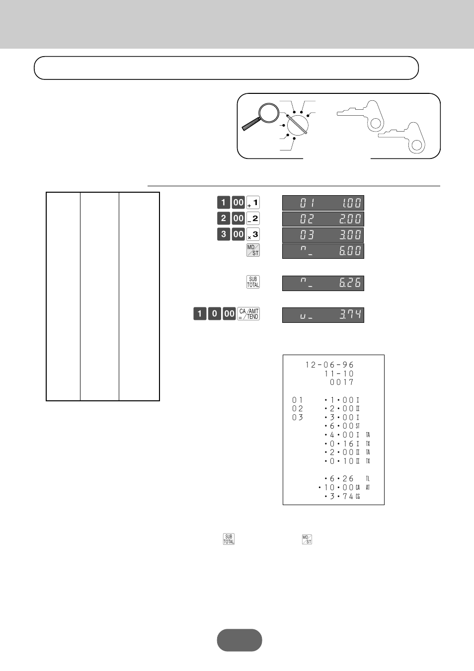 Calculating the merchandise subtotal, Basic operations and setups, º– c | Casio PCR-360 User Manual | Page 44 / 88