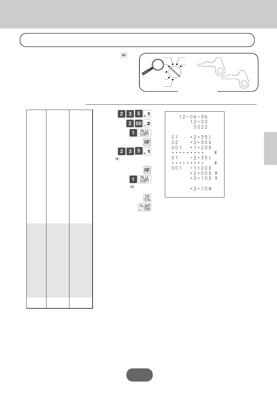 Registering returned goods in the reg mode, Q f ™£∞ ! f ¡ q s c, Basic operations and setups | Casio PCR-360 User Manual | Page 47 / 88