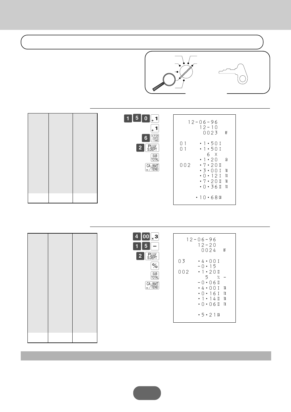 Registering returned goods in the rf mode, Basic operations and setups, º ! ! § x ™ q s c | Q % s c | Casio PCR-360 User Manual | Page 48 / 88