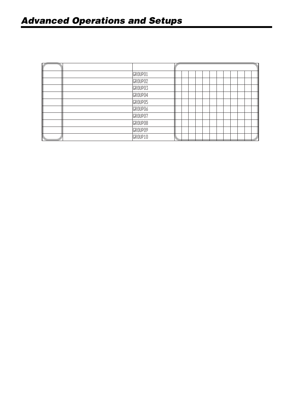 Advanced operations and setups, Group descriptor up to 12 characters can be set | Casio PCR-1000 User Manual | Page 74 / 96