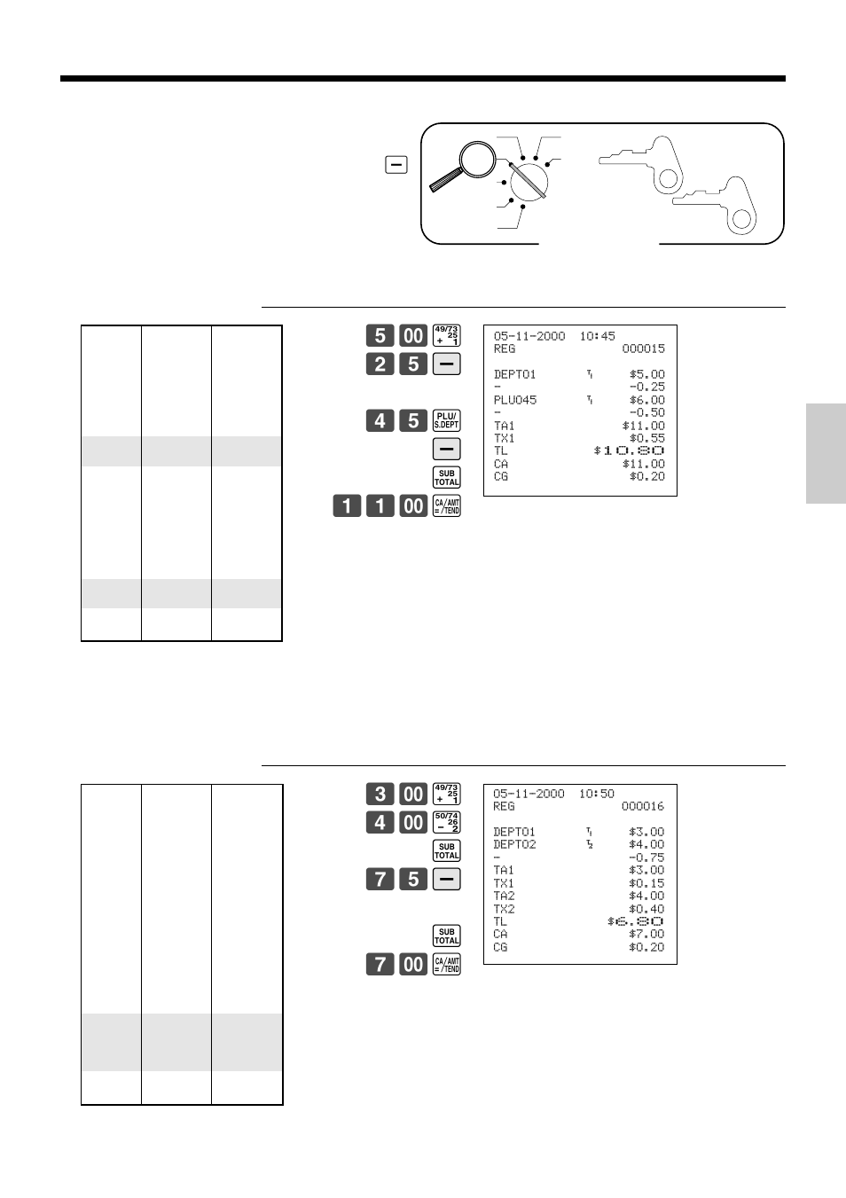 Basic operations and setups, Registering reductions, ! 4- " s 75 m s 7- a | Casio PCR-365A User Manual | Page 37 / 98