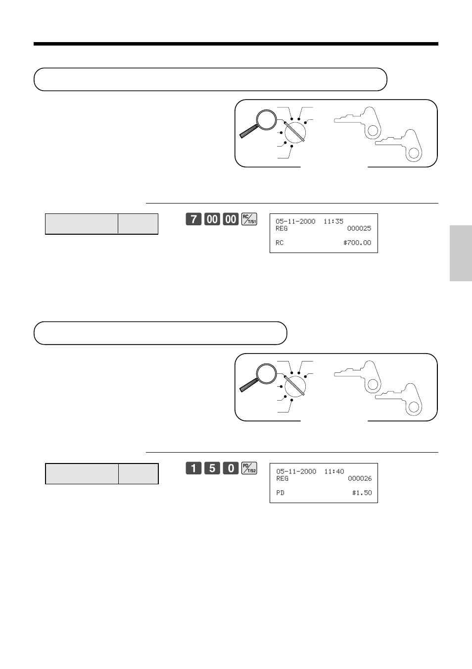 Registering money received on account, Registering money paid out, Basic operations and setups | Mode switch | Casio PCR-365A User Manual | Page 43 / 98