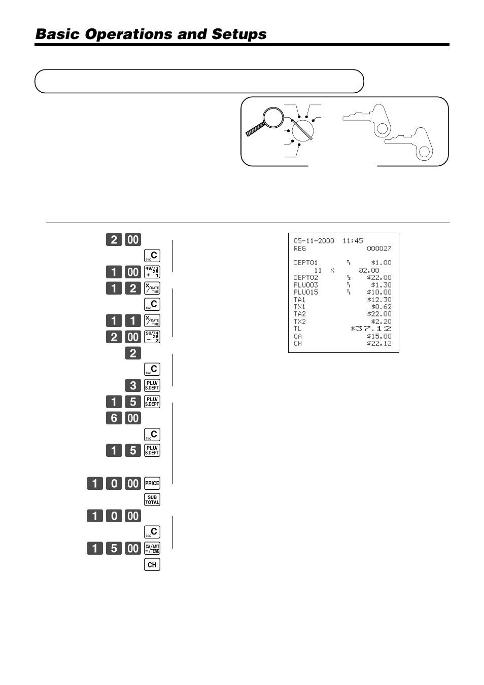 Making corrections in a registration, Basic operations and setups | Casio PCR-365A User Manual | Page 44 / 98