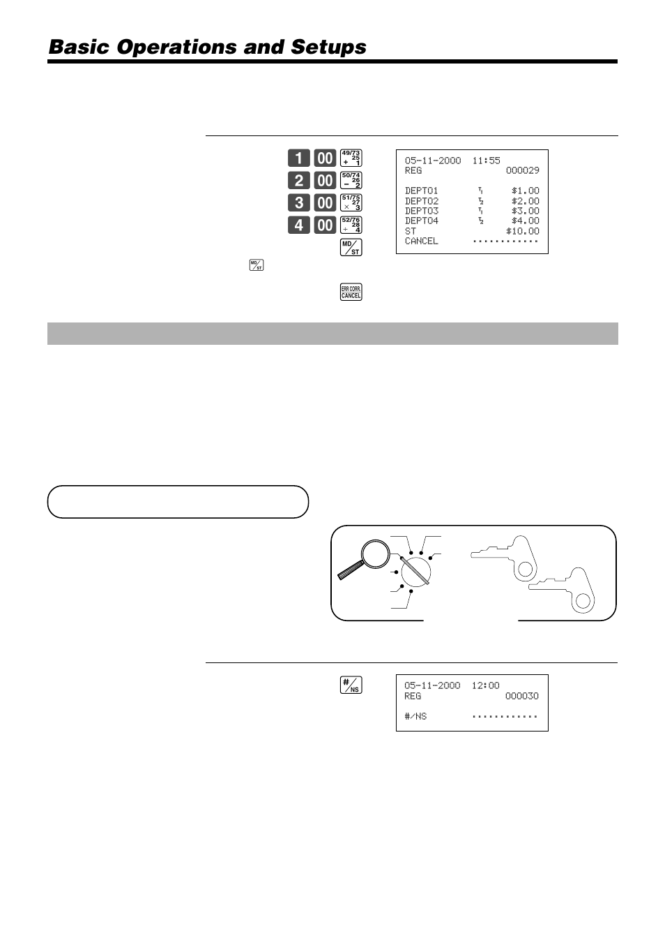 No sale registration, Basic operations and setups, ! 2- " 3- # 4- $ m e | Casio PCR-365A User Manual | Page 46 / 98