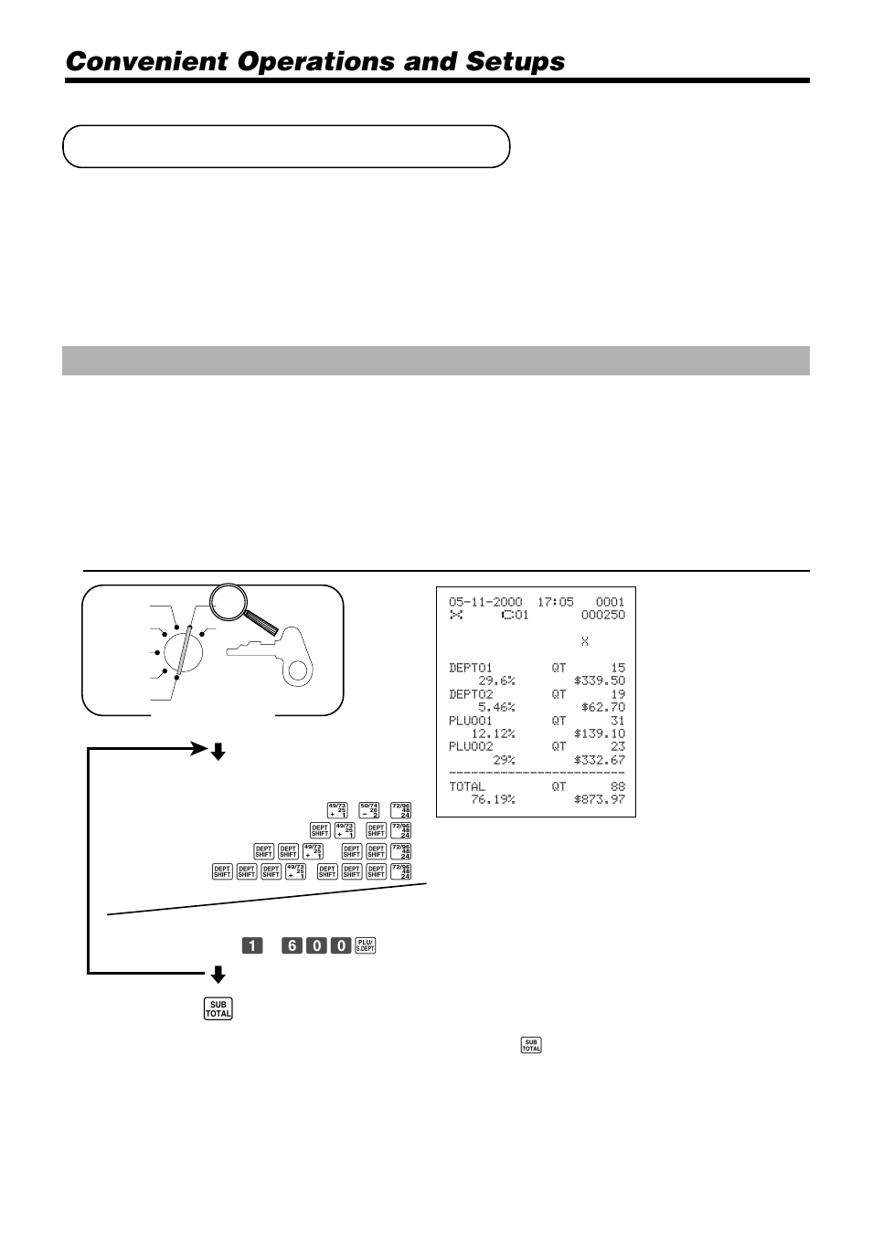 Printing read/reset reports, Convenient operations and setups, Read report | Reset report | Casio PCR-365A User Manual | Page 78 / 98