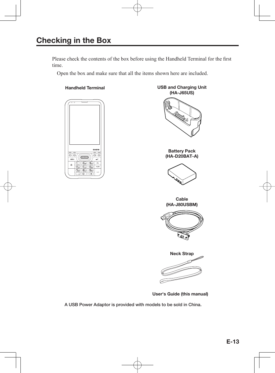 Checking in the box | Casio IT-300 User Manual | Page 15 / 52