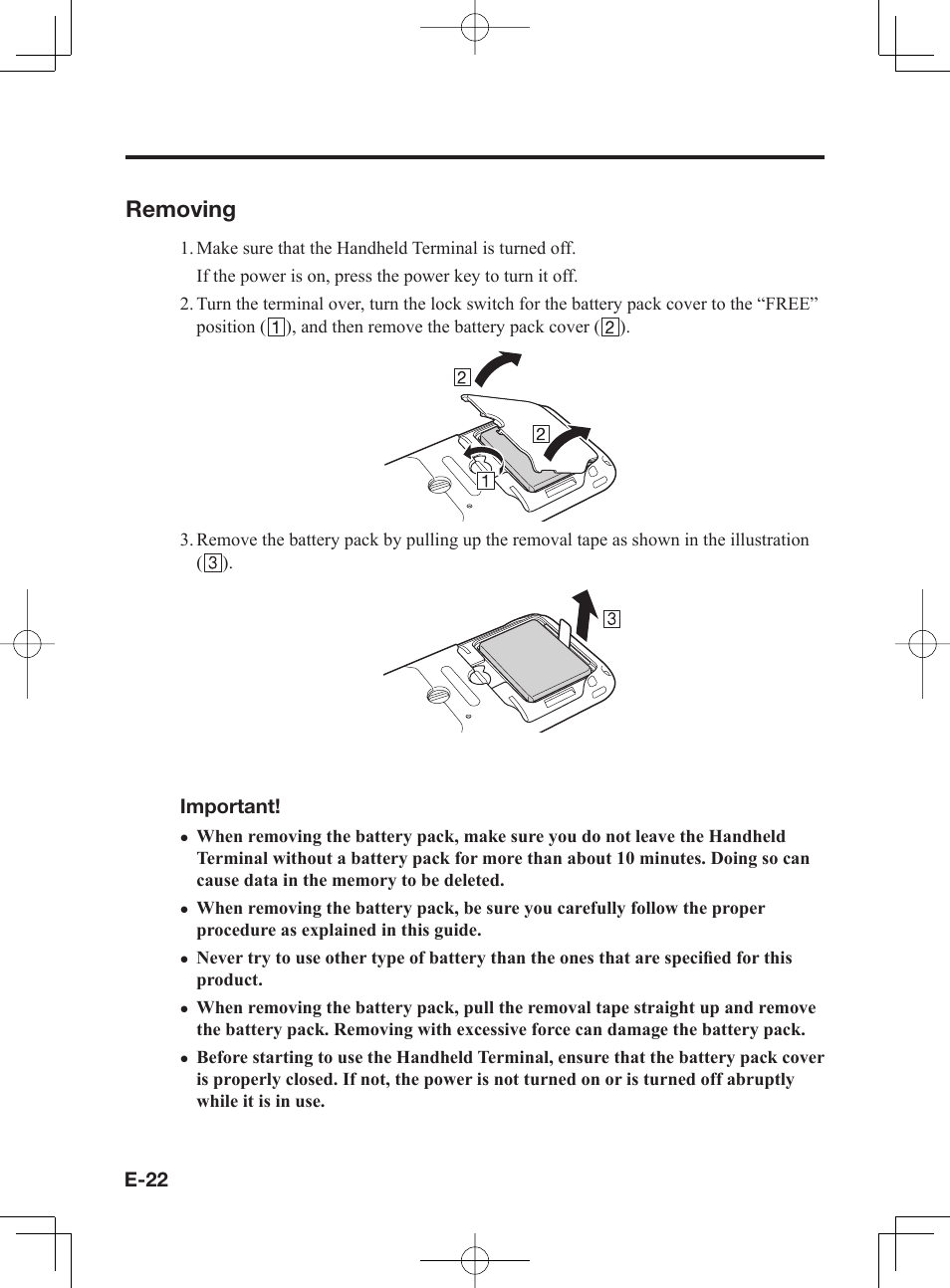 Removing | Casio IT-300 User Manual | Page 24 / 52