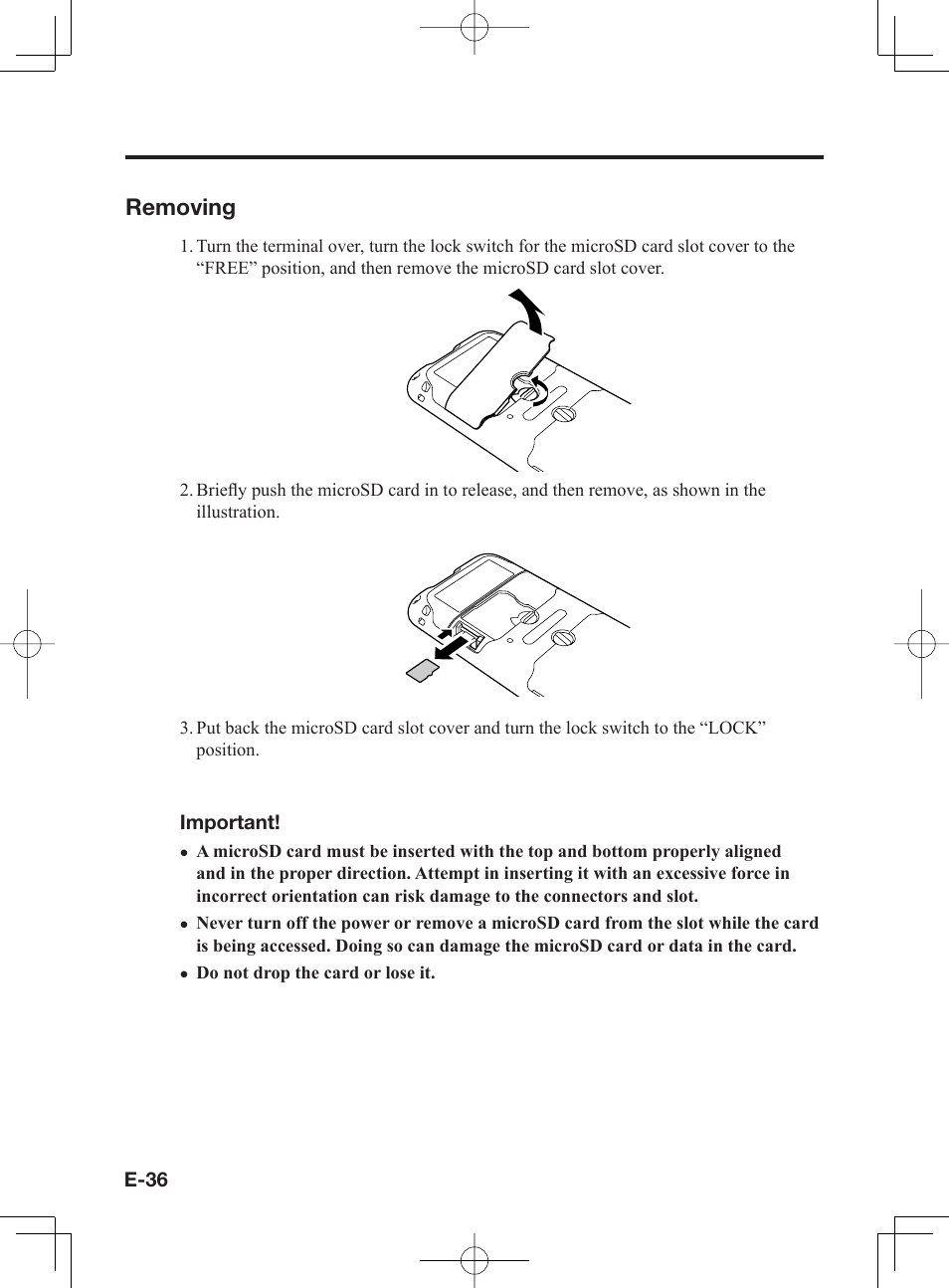 Removing | Casio IT-300 User Manual | Page 38 / 52