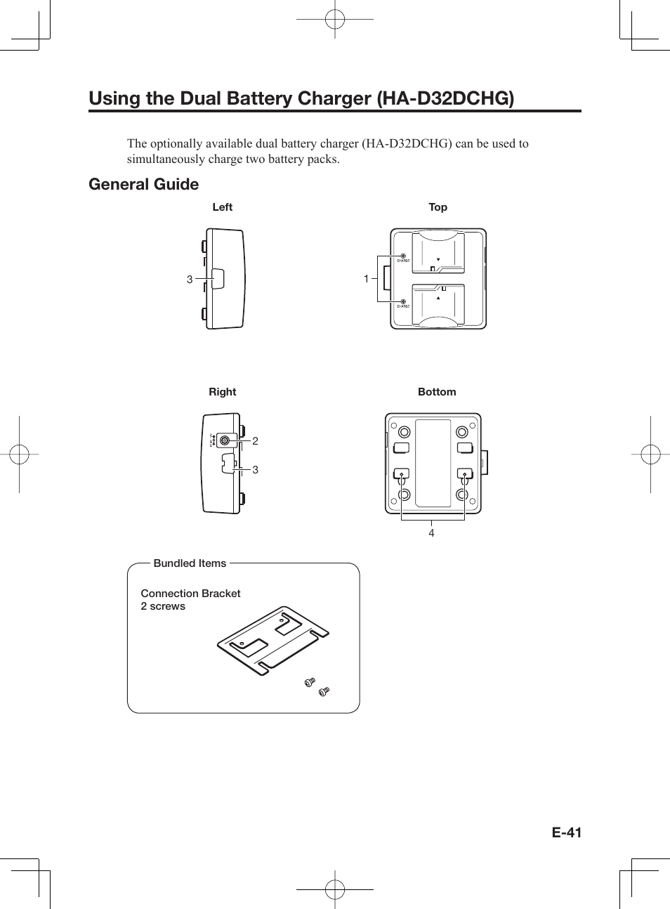 Using the dual battery charger (ha-d32dchg), General guide | Casio IT-300 User Manual | Page 43 / 52