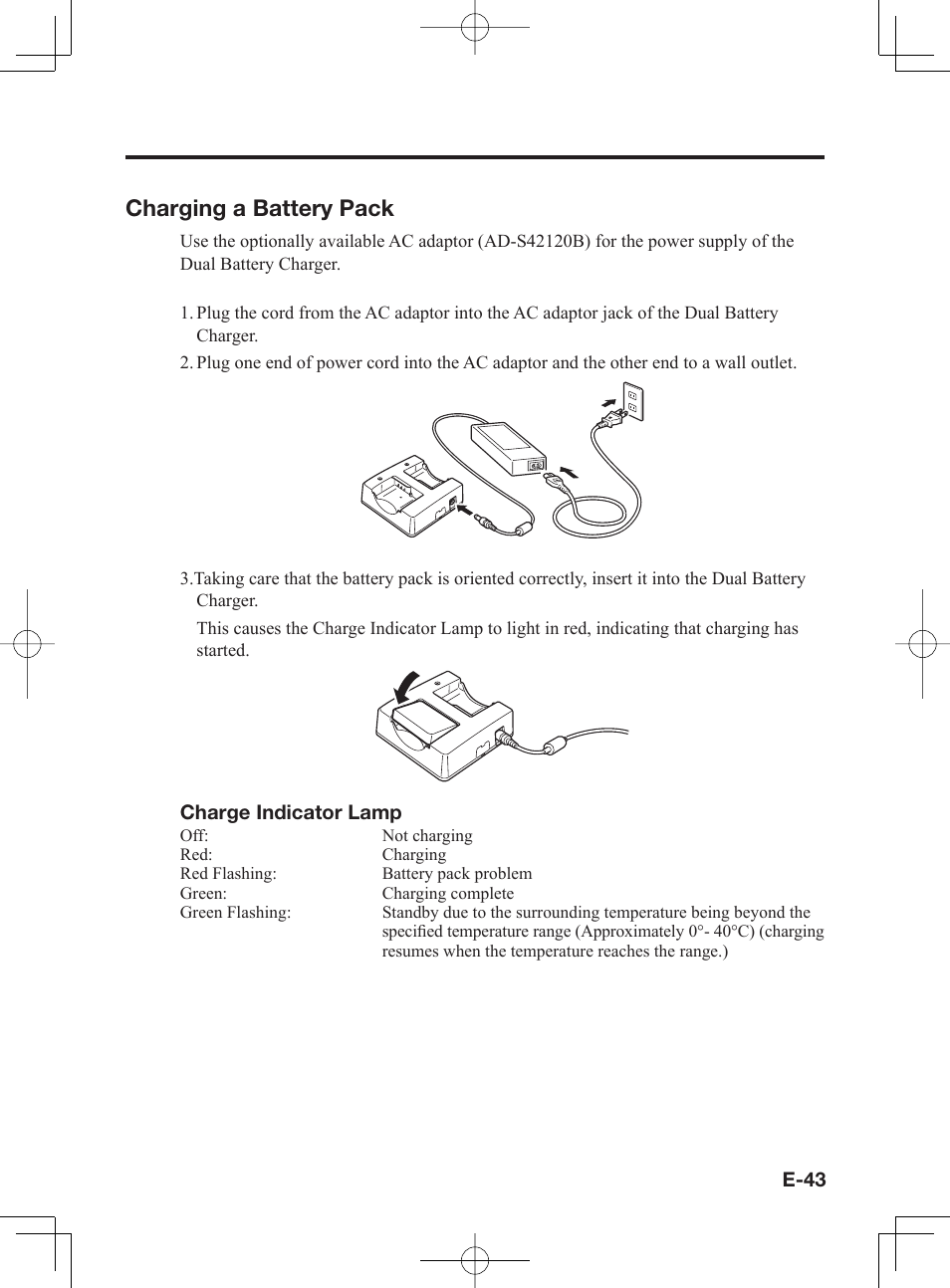 Charging a battery pack | Casio IT-300 User Manual | Page 45 / 52