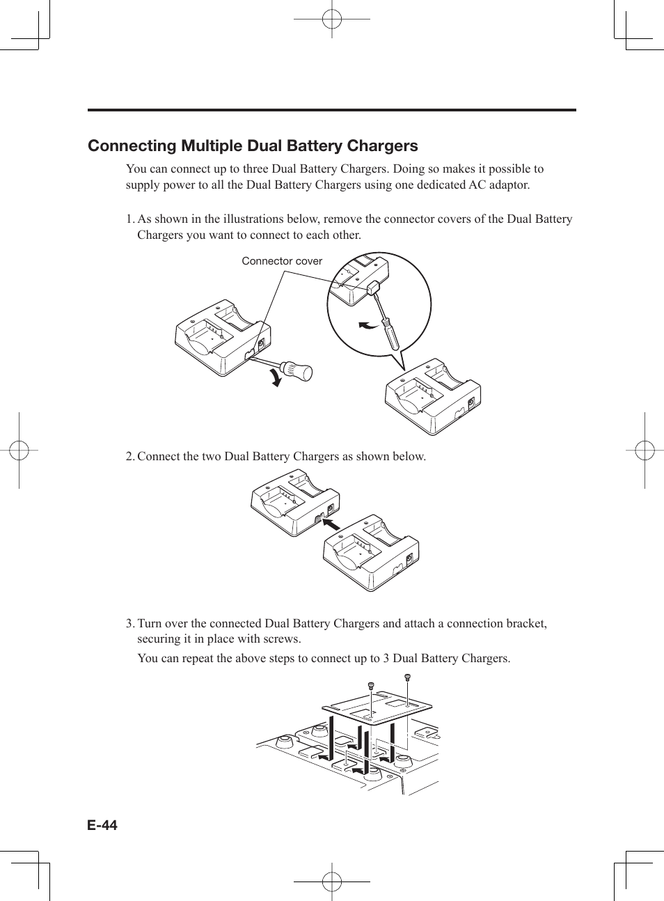 Connecting multiple dual battery chargers | Casio IT-300 User Manual | Page 46 / 52