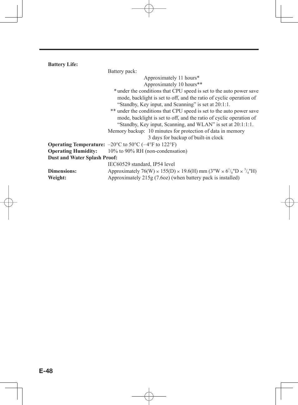 E-48 | Casio IT-300 User Manual | Page 50 / 52