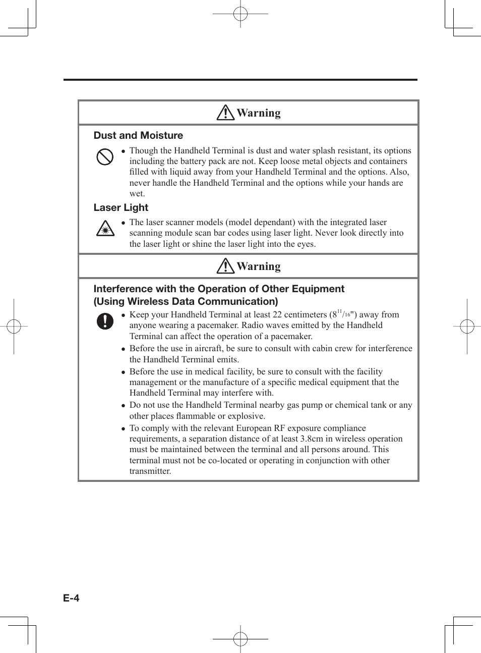 Warning | Casio IT-300 User Manual | Page 6 / 52