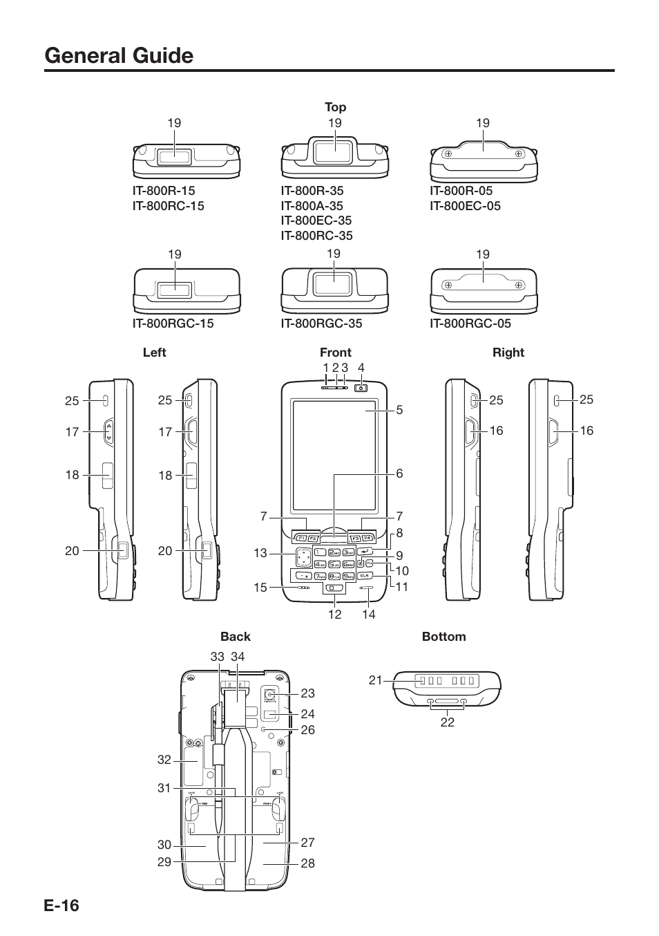 General guide, E-16 | Casio IT-800 User Manual | Page 17 / 73