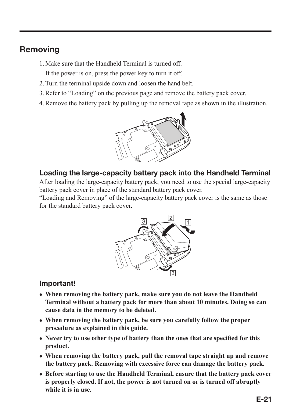 Removing | Casio IT-800 User Manual | Page 22 / 73