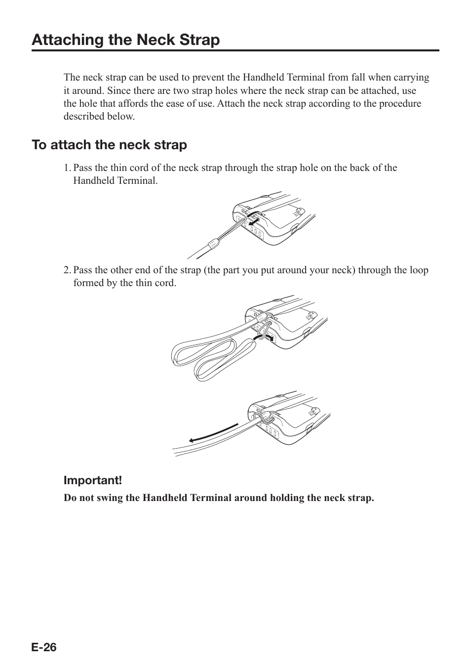 Attaching the neck strap | Casio IT-800 User Manual | Page 27 / 73