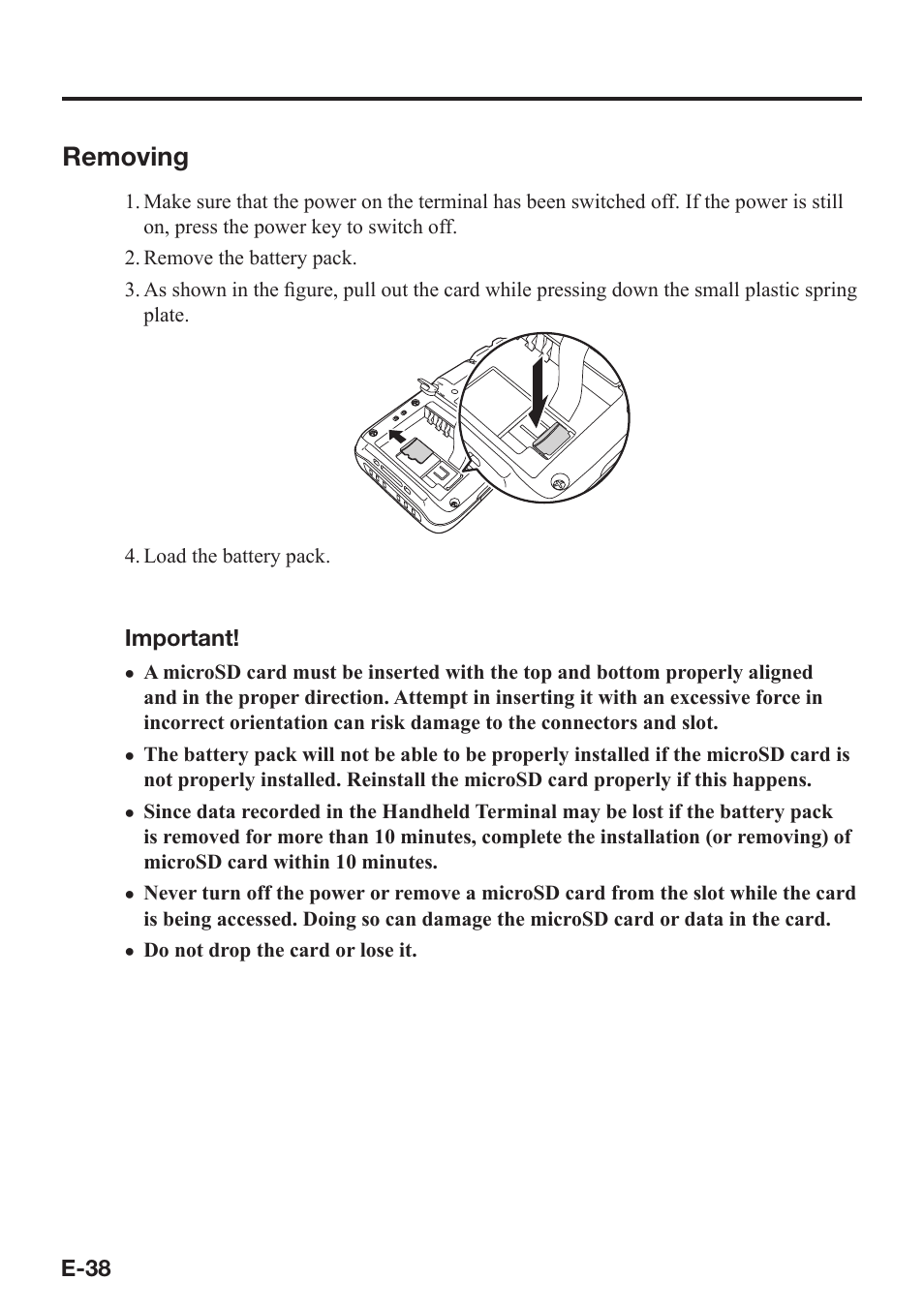 Removing | Casio IT-800 User Manual | Page 39 / 73