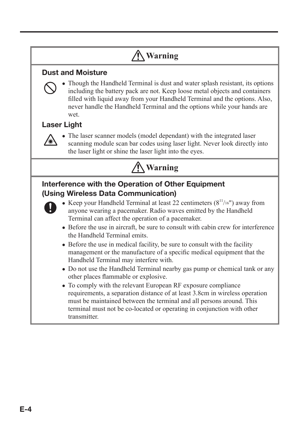 Warning | Casio IT-800 User Manual | Page 5 / 73