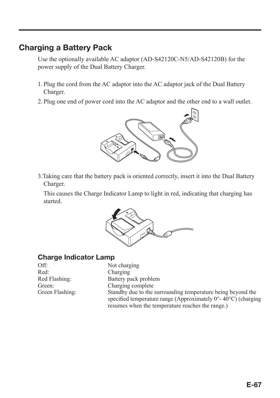 Charging a battery pack | Casio IT-800 User Manual | Page 68 / 73