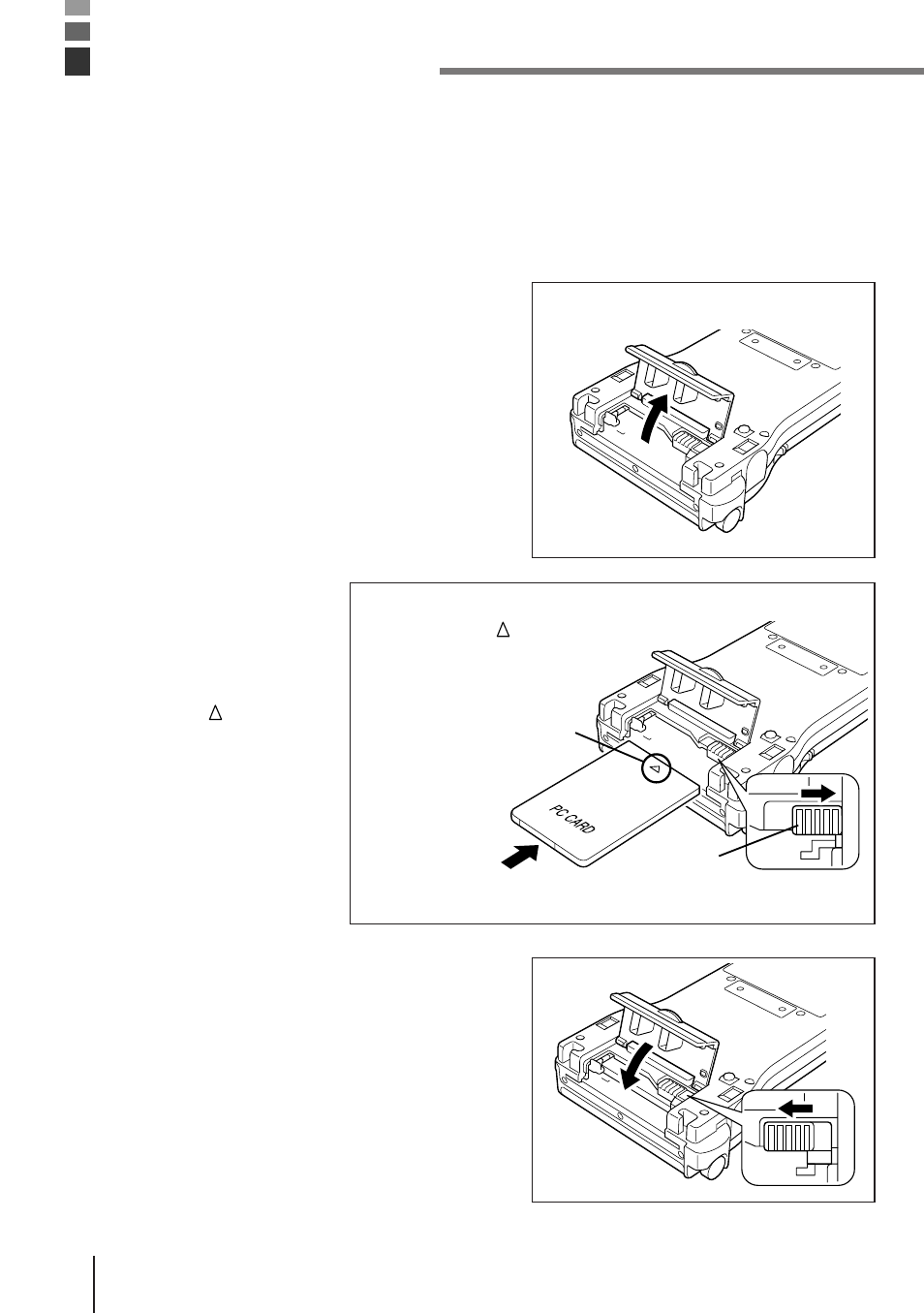 Using pc cards, To load a memory card into the data collector | Casio IT-2000D33E User Manual | Page 49 / 56