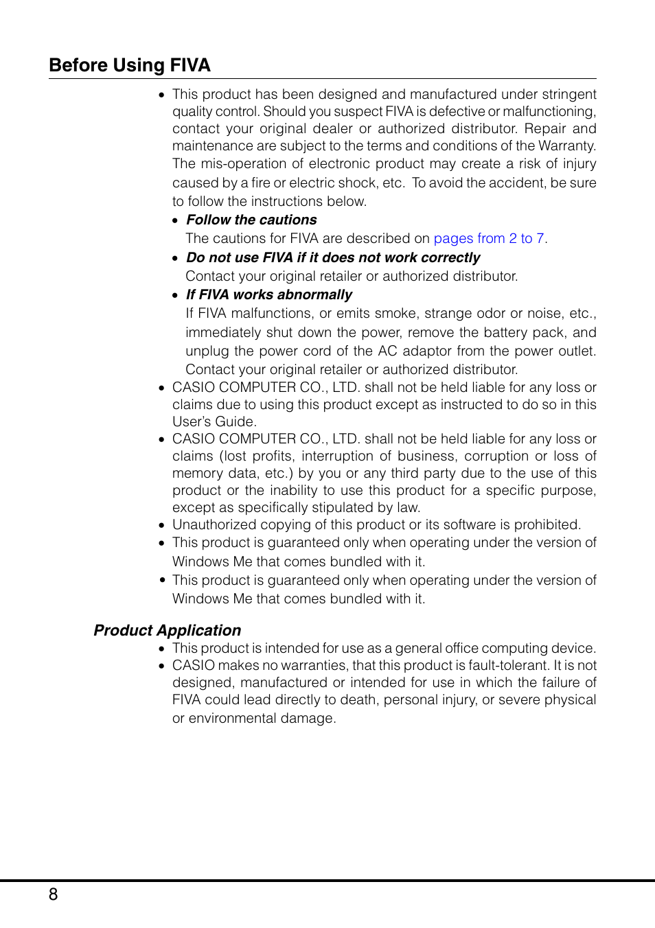 Before using fiva | Casio MPC-205E User Manual | Page 10 / 145