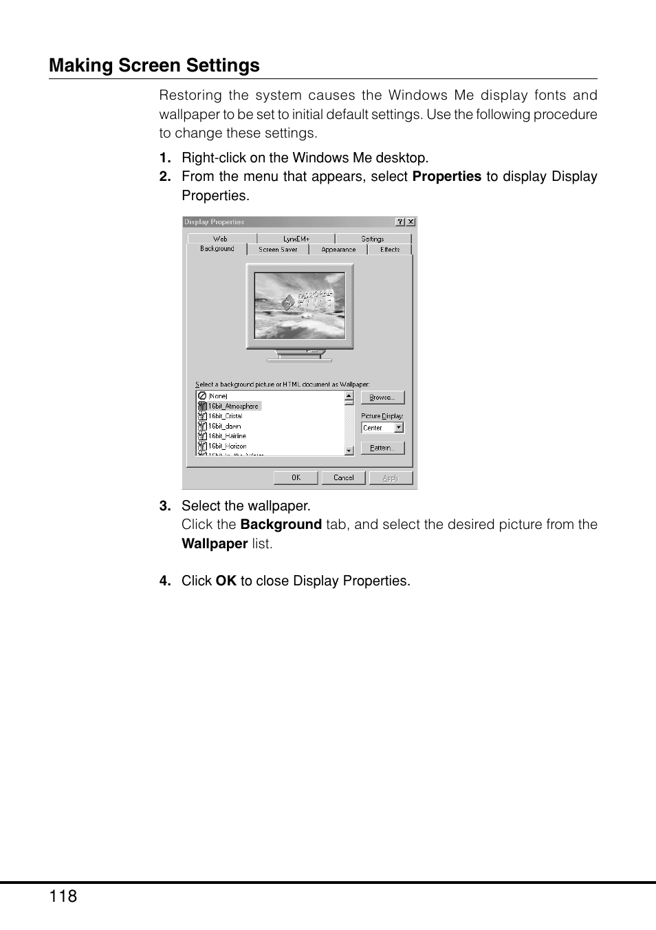 Making screen settings | Casio MPC-205E User Manual | Page 120 / 145