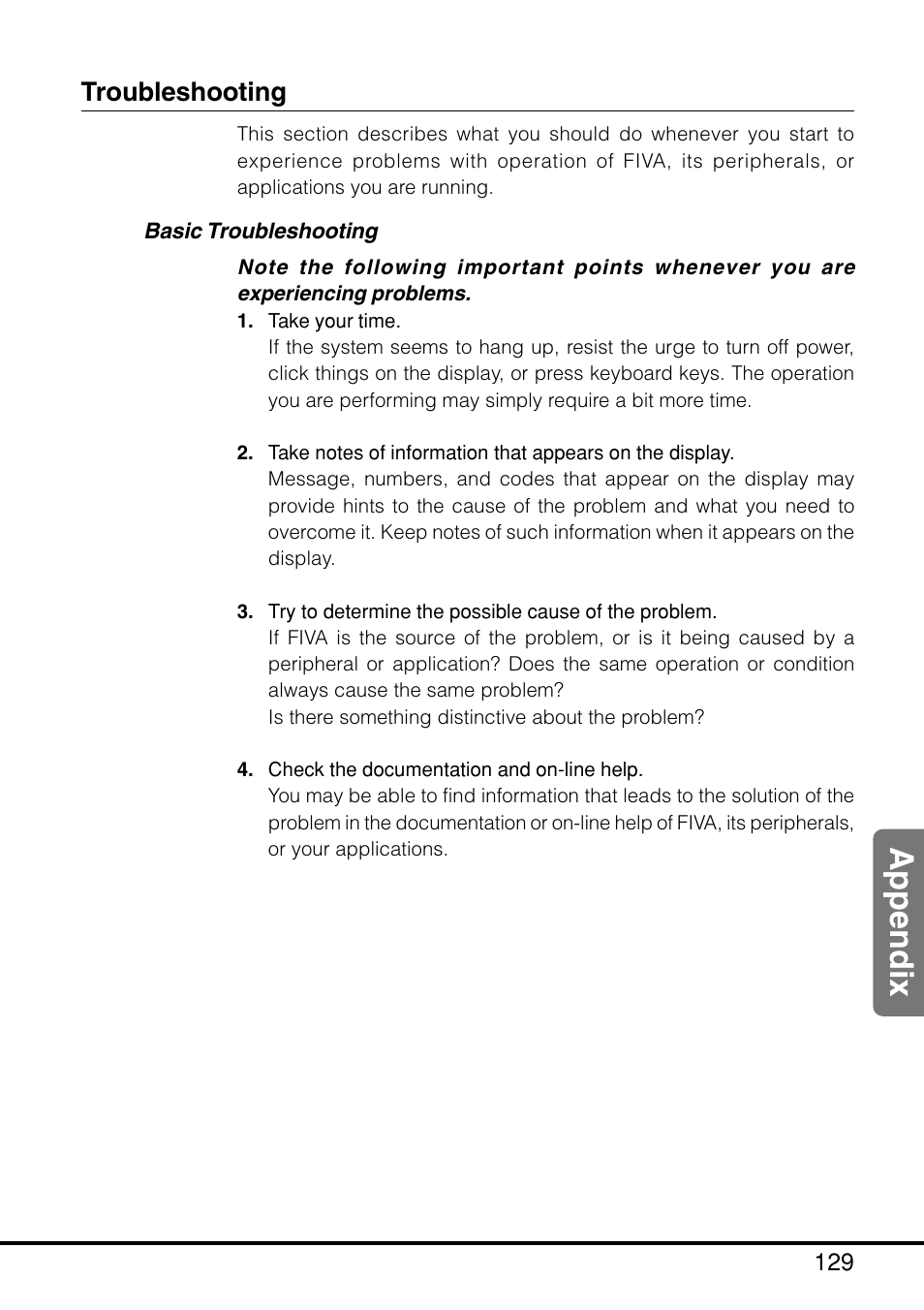 Troubleshooting, Basic troubleshooting, Appendix | Casio MPC-205E User Manual | Page 131 / 145