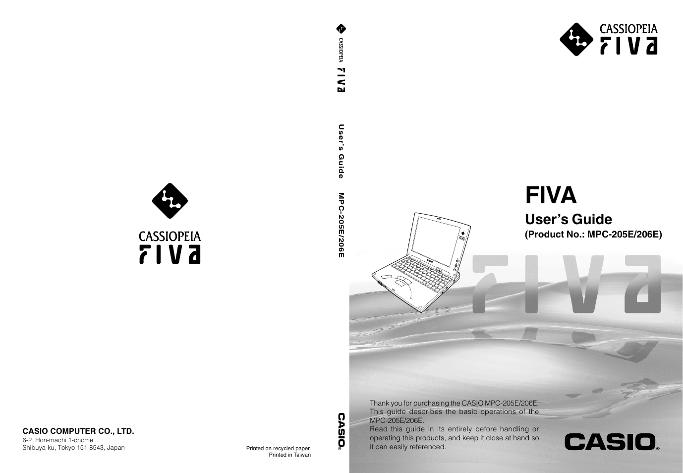 Fiva, User’s guide, Casio computer co., ltd | Casio MPC-205E User Manual | Page 145 / 145