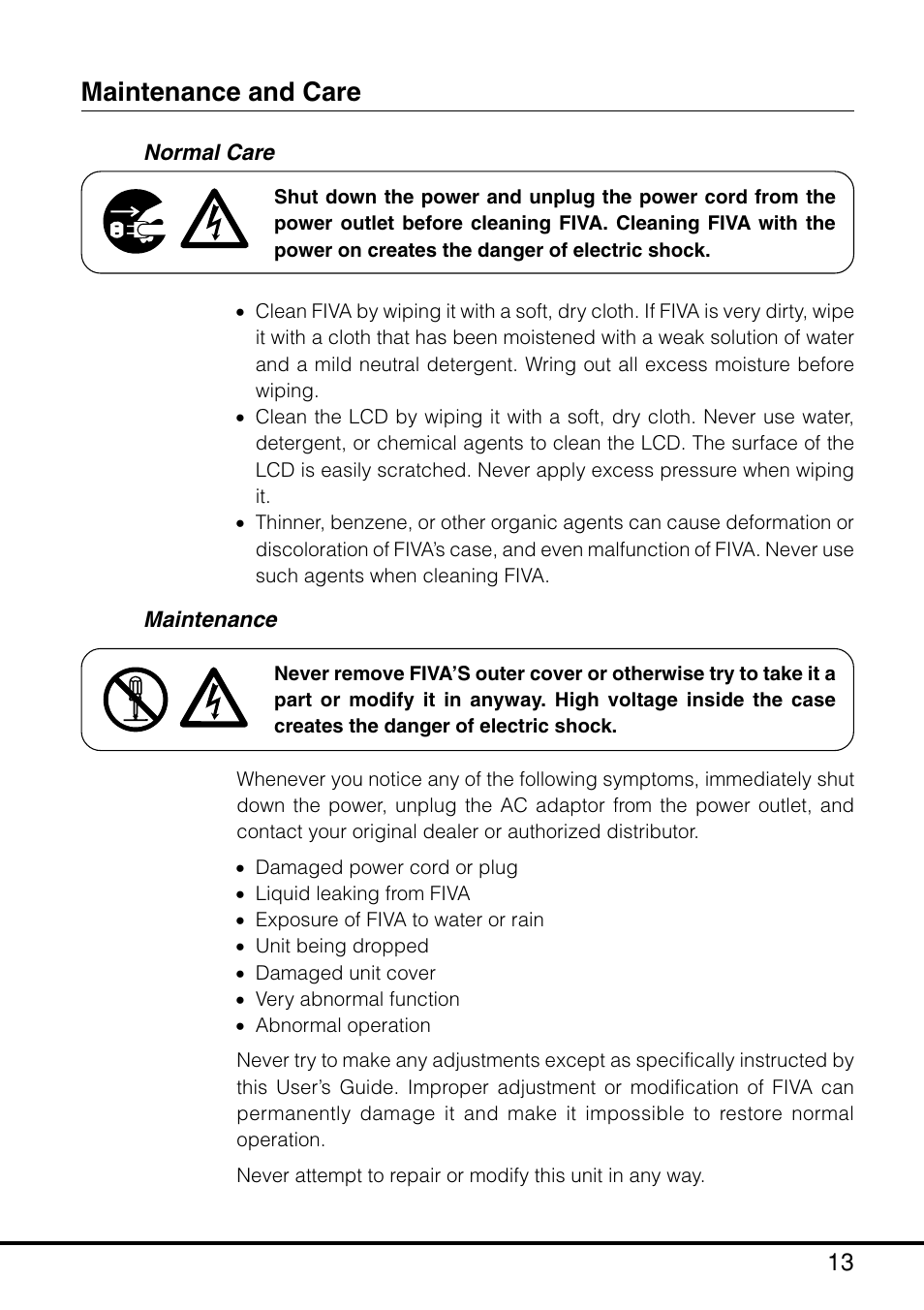 Maintenance and care | Casio MPC-205E User Manual | Page 15 / 145