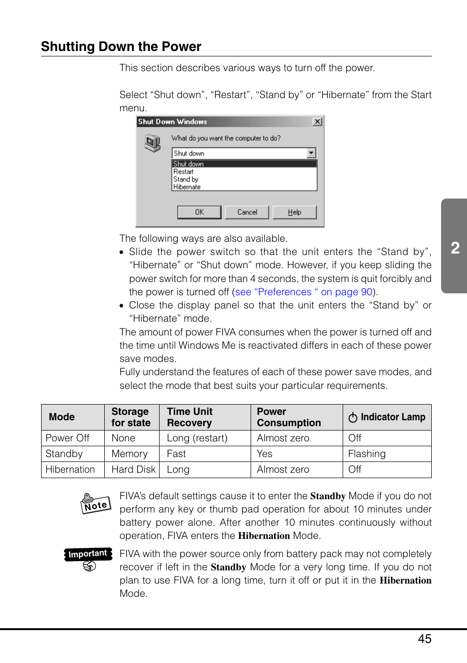 Shutting down the power | Casio MPC-205E User Manual | Page 47 / 145