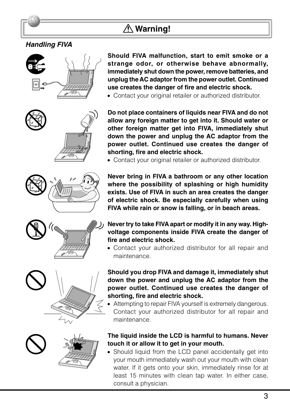 Warning | Casio MPC-205E User Manual | Page 5 / 145