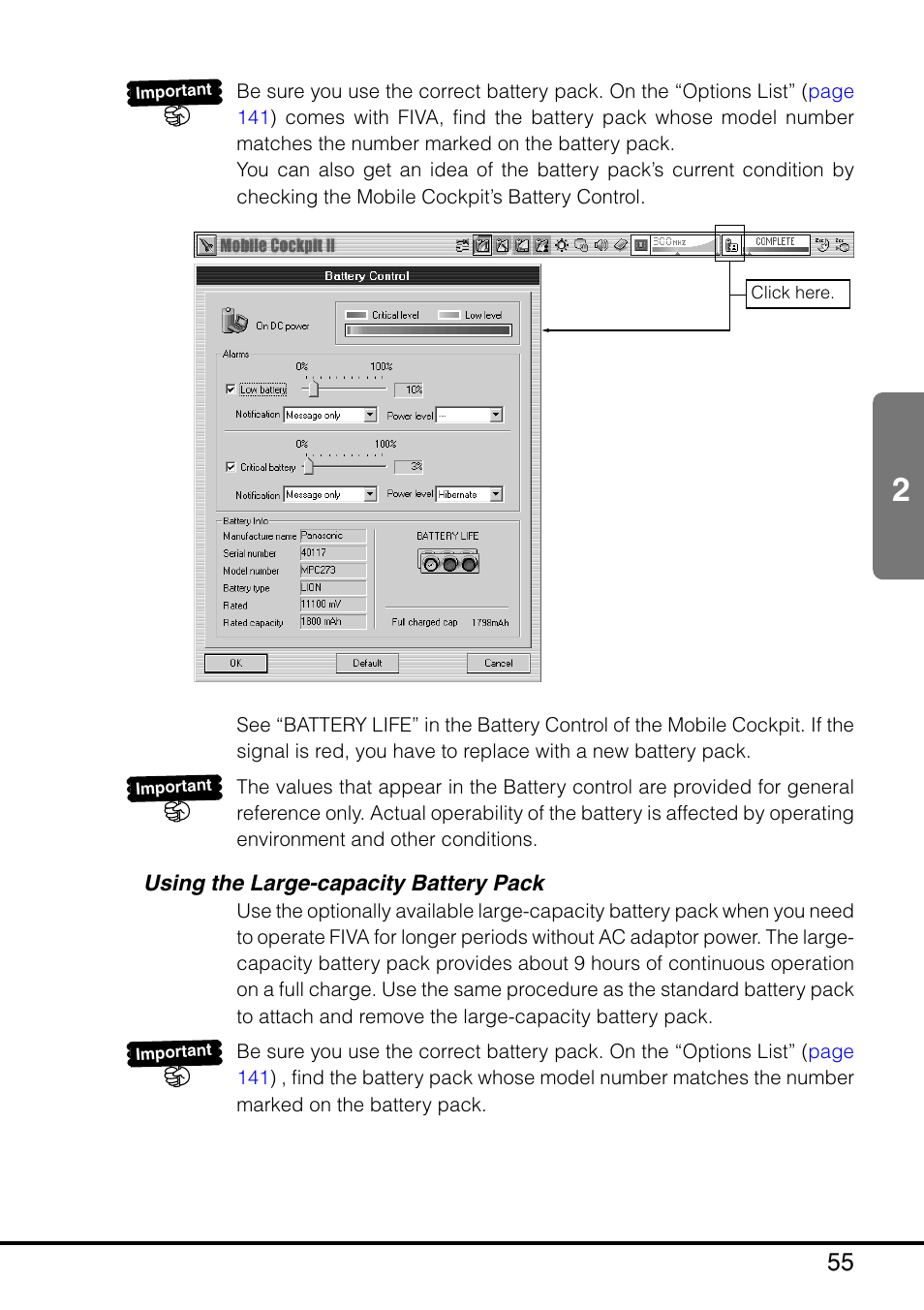 Using the large-capacity battery pack | Casio MPC-205E User Manual | Page 57 / 145