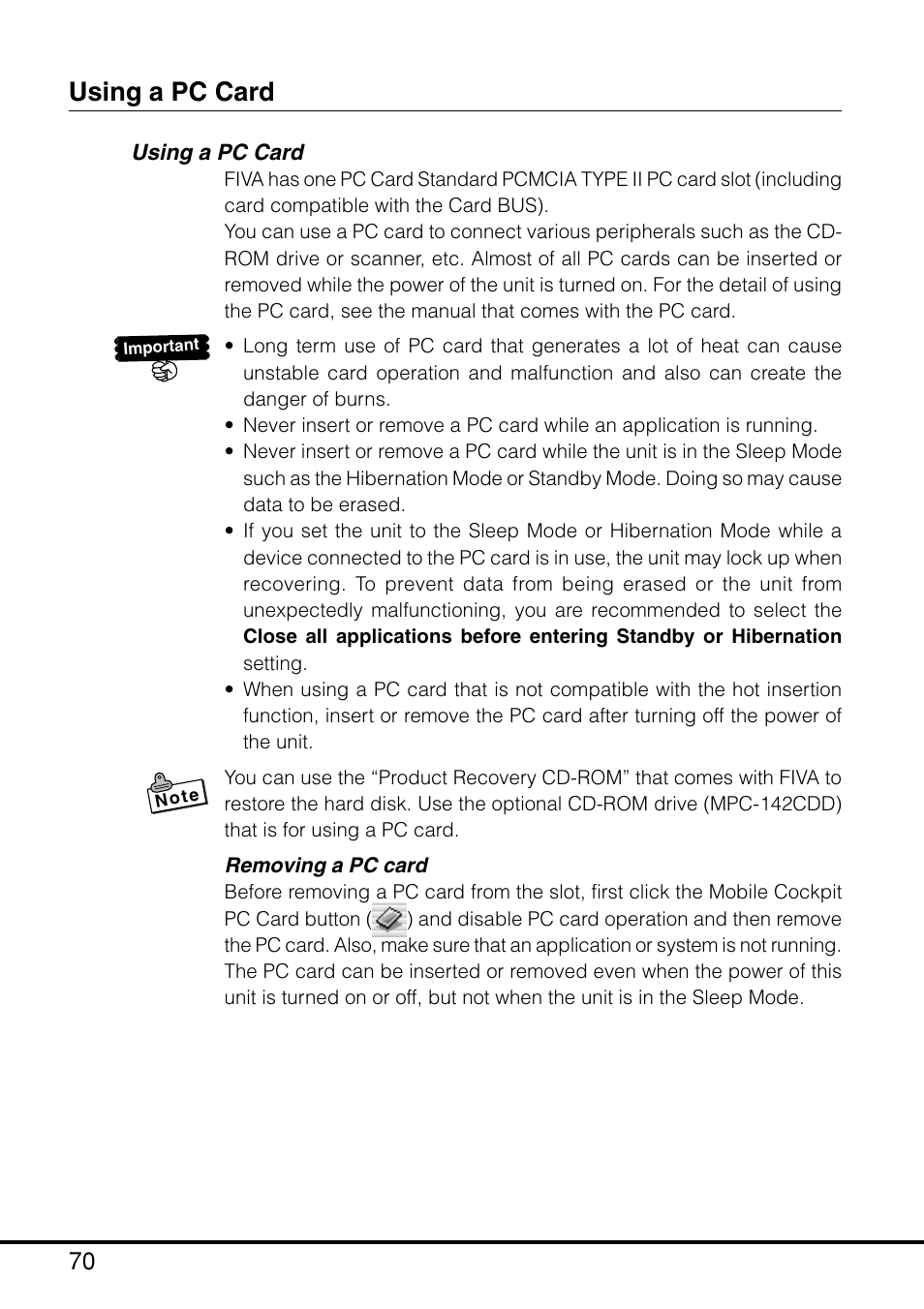 Using a pc card | Casio MPC-205E User Manual | Page 72 / 145