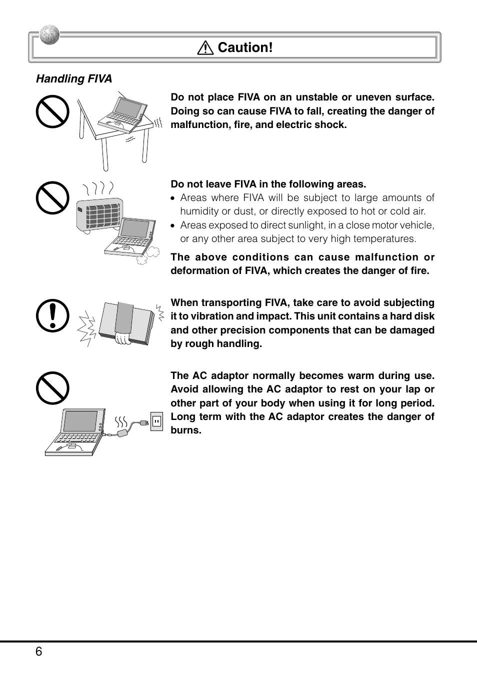 Caution | Casio MPC-205E User Manual | Page 8 / 145