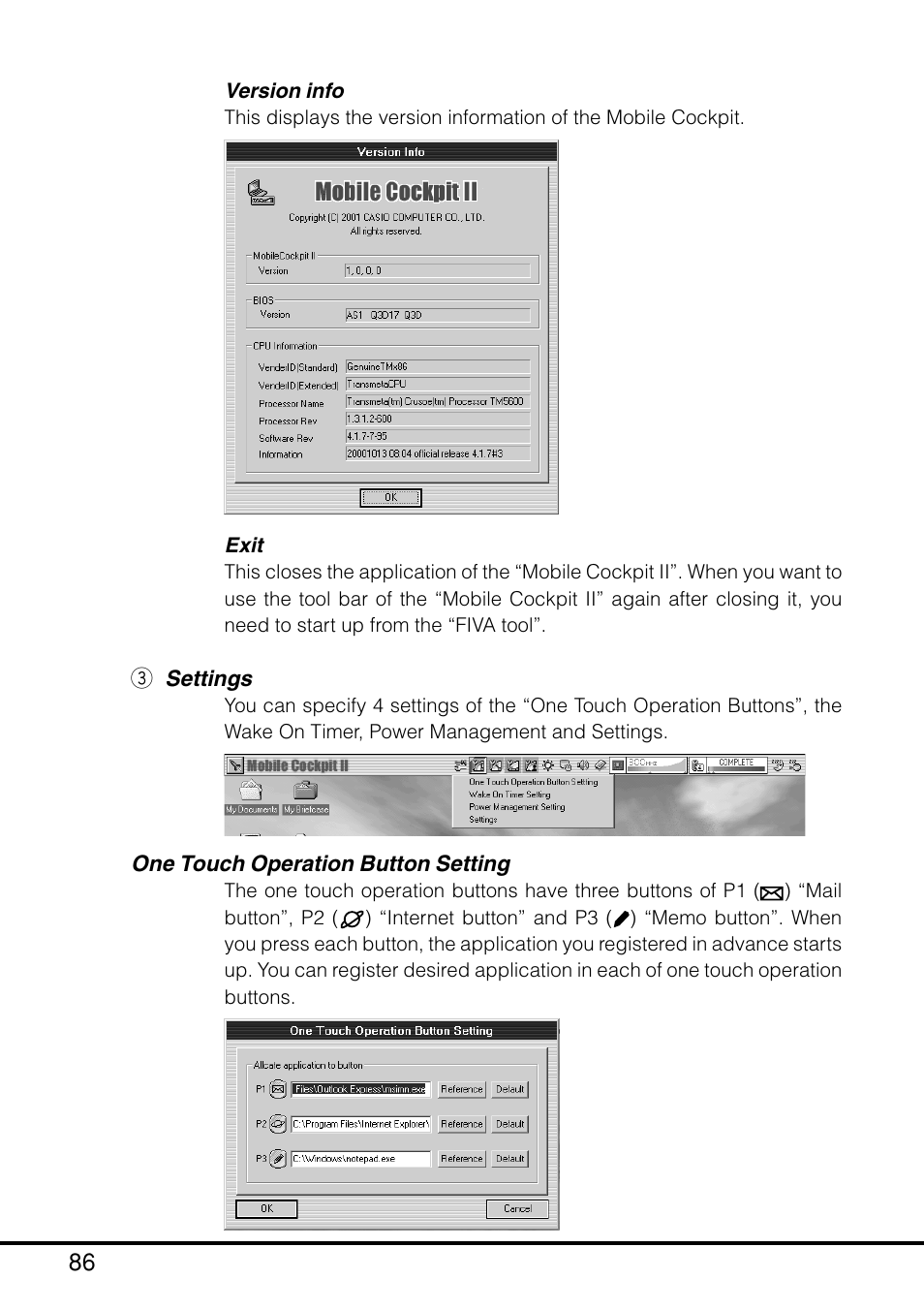 E settings one touch operation button setting | Casio MPC-205E User Manual | Page 88 / 145