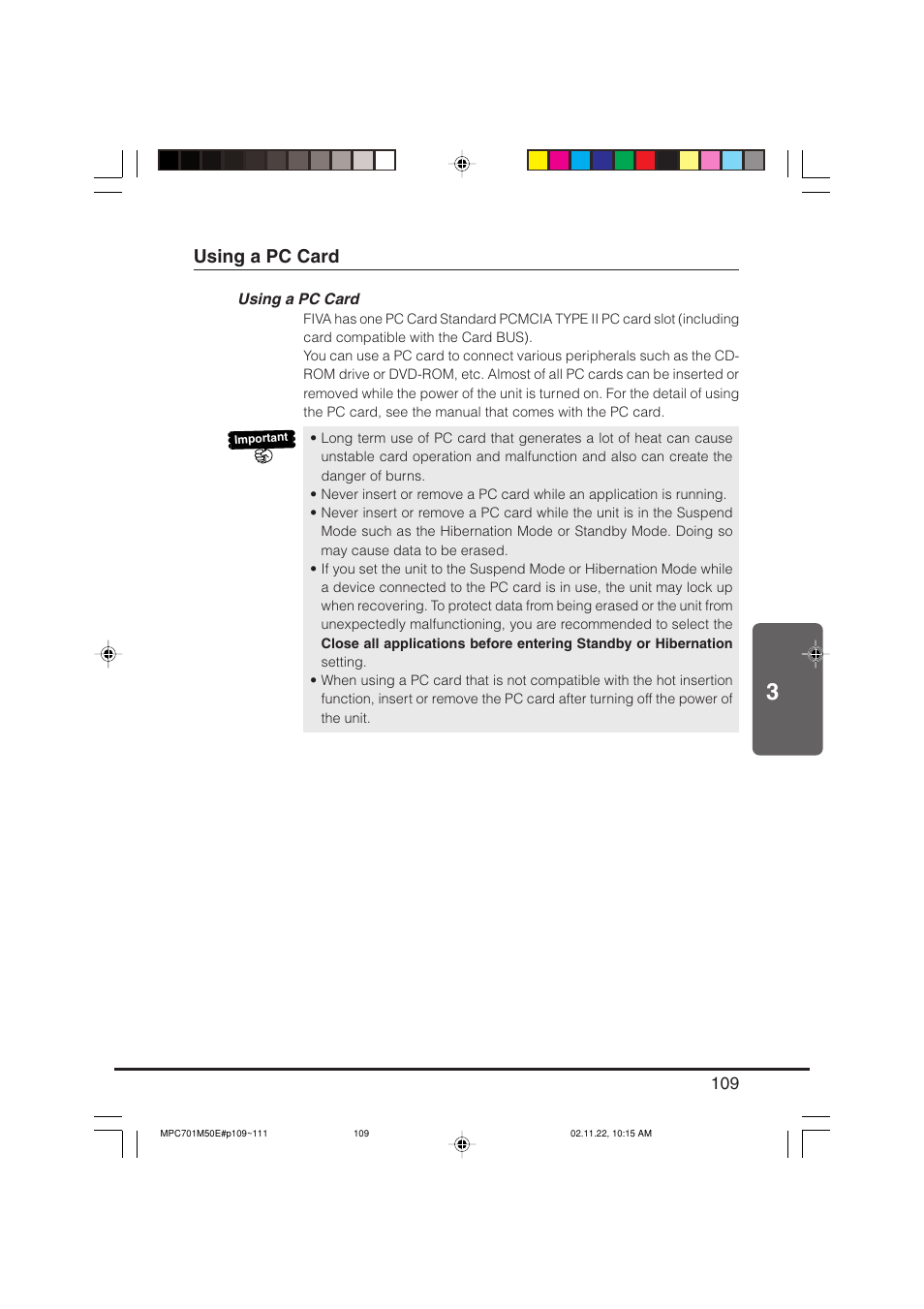 Using a pc card | Casio MPC-701 User Manual | Page 111 / 160